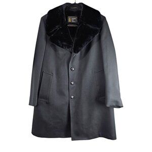 London Fog Single Breast Faux Fur Black Coat